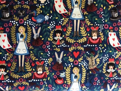 cotton steel rifle paper co wonderland metallic wonderland navy fabric|Wonderland Fabric Collection by Rifle Paper Co. .